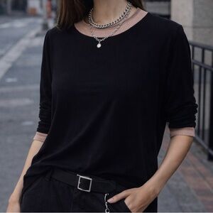 Dolan Anthropologie Jersey Ribbed Collar Top